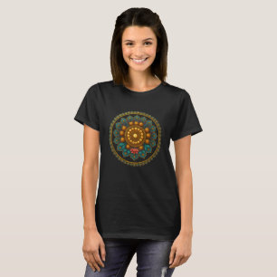 Turquoise Gold Lotus Mandala -Boho Fantasy Graphic T-Shirt
