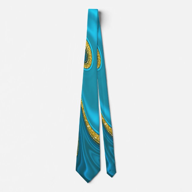 Turquoise Gold Marbleised  Tie (Front)