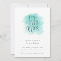 Turquoise Gold Ms to Mrs Calligraphy Bridal Shower