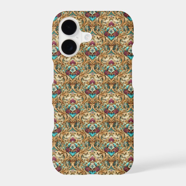 Turquoise & Gold Ornate Damask (Back)