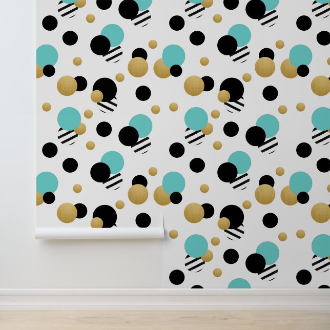 Turquoise Gold Polka Dot Wallpaper (Application)