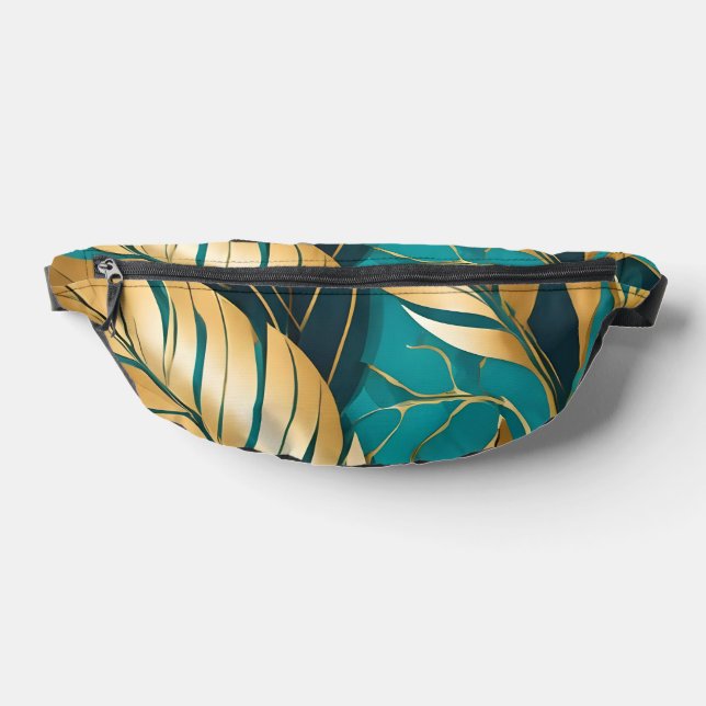 Turquoise Gold Popular Boho Leaves Collection Bum Bags (Lay Down)