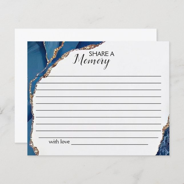 Turquoise & Gold Share a Memory Funeral Card (Front/Back)