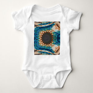 Turquoise Gold Sun Southwestern Art Baby Bodysuit