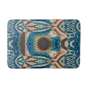 Turquoise Gold Sun Southwestern Art Bath Mat