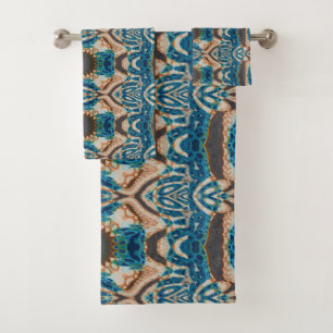 Turquoise Gold Sun Southwestern Art Bath Towel Set