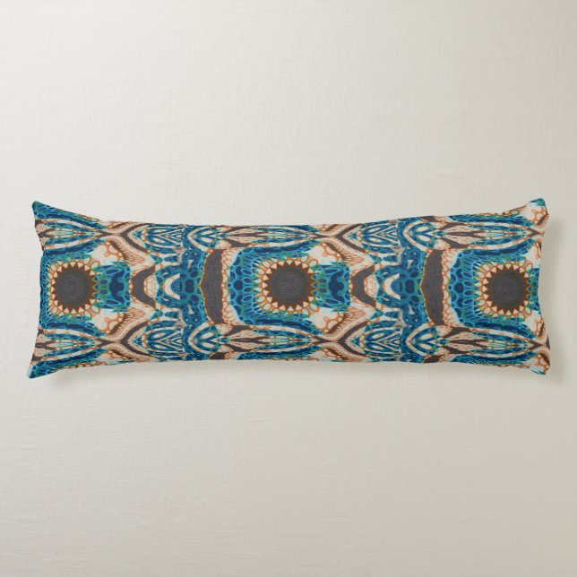 Turquoise Gold Sun Southwestern Art Body Cushion (Front)