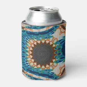 Turquoise Gold Sun Southwestern Art Can Cooler