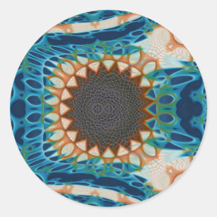 Turquoise Gold Sun Southwestern Art Classic Round Sticker