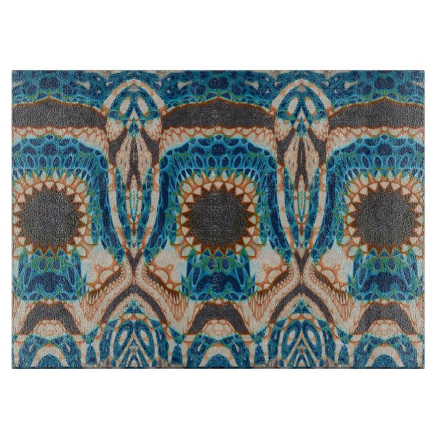 Turquoise Gold Sun Southwestern Art Cutting Board (Front)