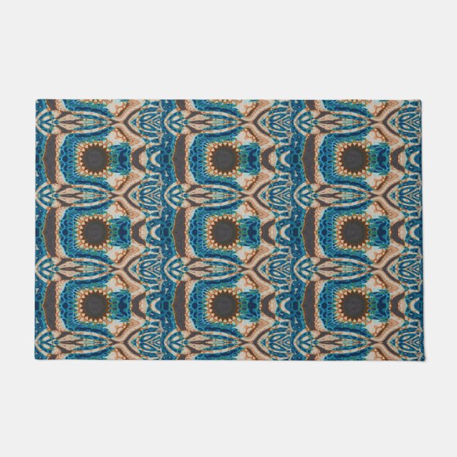 Turquoise Gold Sun Southwestern Art Doormat (Front)
