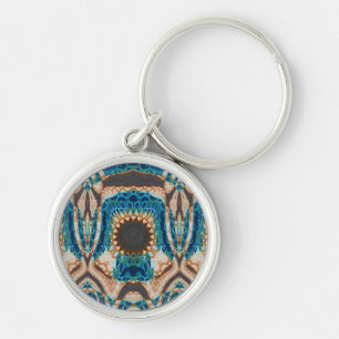 Turquoise Gold Sun Southwestern Art Key Ring