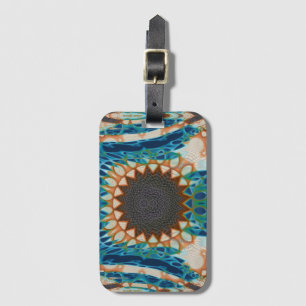 Turquoise Gold Sun Southwestern Art Luggage Tag