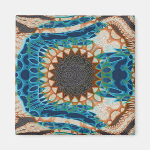 Turquoise Gold Sun Southwestern Art Magnet