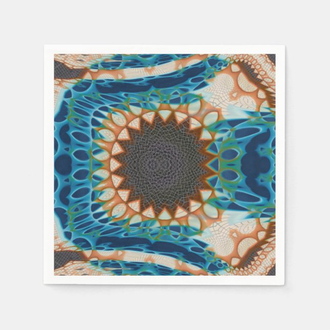 Turquoise Gold Sun Southwestern Art Napkin (Front)