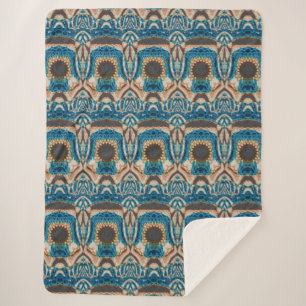 Turquoise Gold Sun Southwestern Art Sherpa Blanket