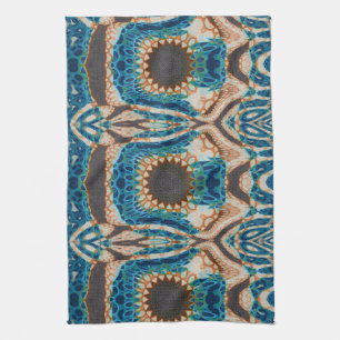 Turquoise Gold Sun Southwestern Art Tea Towel