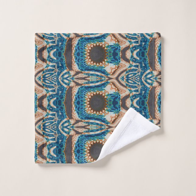 Turquoise Gold Sun Southwestern Art Wash Cloth (Wash Cloth)