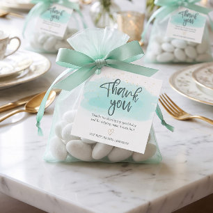 Turquoise Gold Watercolor Bridal Shower Thank You Favour Tags