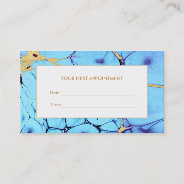 Turquoise Gold Watercolor Salon Appointment Card (Front)
