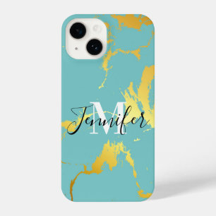 Turquoise Golden Foil iPhone 14 Case