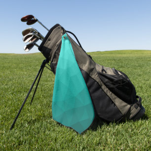 Turquoise gradient geometric mesh pattern golf towel