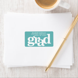 Turquoise graduation bold typography address label