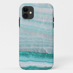 Turquoise Granite Stone Layered Wave Print iPhone 11 Case