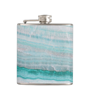 Turquoise Granite Stone Layered Wave Print Hip Flask