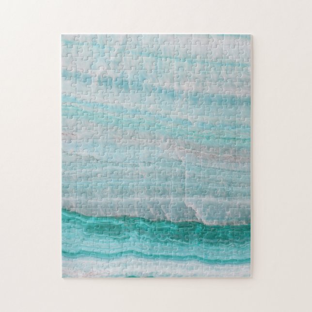 Turquoise Granite Stone Layered Wave Print Jigsaw Puzzle (Vertical)