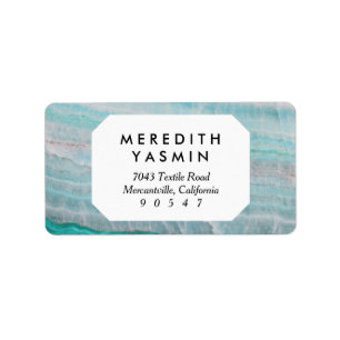 Turquoise Granite Stone Layered Wave Print Label