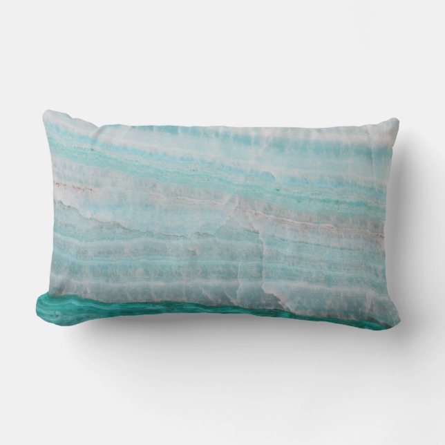Turquoise Granite Stone Layered Wave Print Lumbar Cushion (Front)