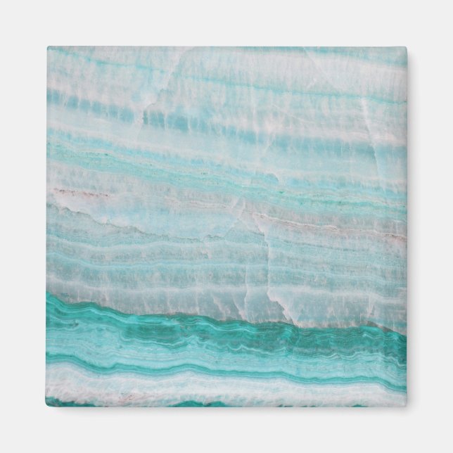 Turquoise Granite Stone Layered Wave Print Magnet (Front)