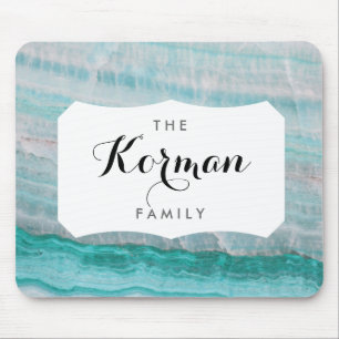 Turquoise Granite Stone Layered Wave Print Mouse Pad