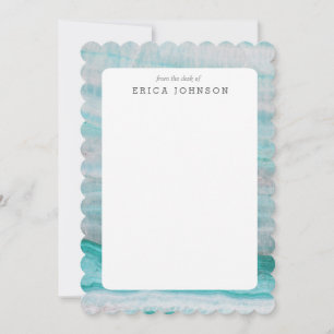 Turquoise Granite Stone Layered Wave Print Note Card