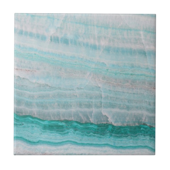 Turquoise Granite Stone Layered Wave Print Tile (Front)