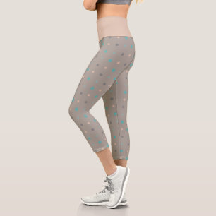 Turquoise, gray and Peach Capri Leggings