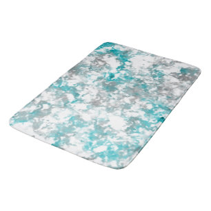 Turquoise gray and white marble texture bath mat