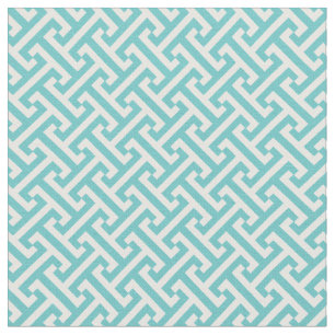 Turquoise Greek Key Pattern Fabric