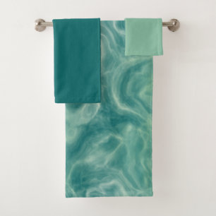 Turquoise Green Abstract Bath Towel Set
