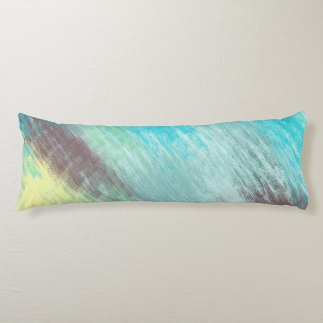 Turquoise, Green and Mauve Marble Abstract Body Cushion (Front)