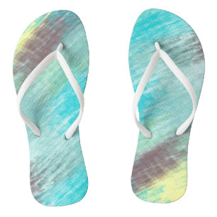 Turquoise, Green and Mauve Marble Abstract Jandals