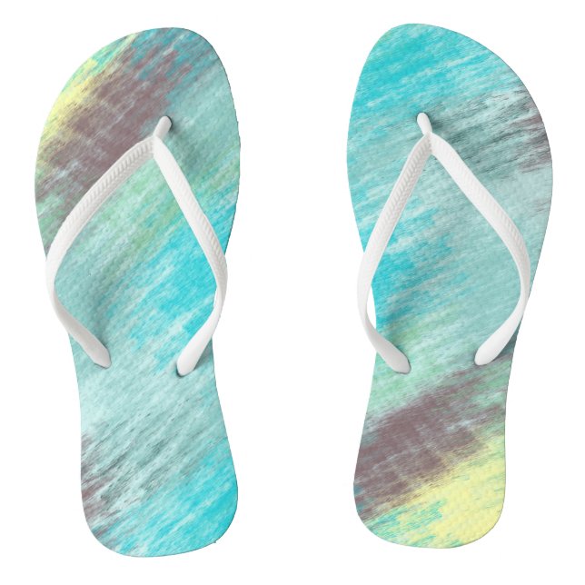 Turquoise, Green and Mauve Marble Abstract Jandals (Footbed)