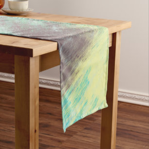 Turquoise, Green and Mauve Marble Abstract Short Table Runner