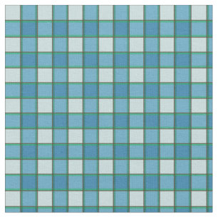 Turquoise, Green and White Plaid Fabric