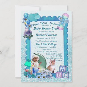 Turquoise Green Blue Baby Shower Invitation