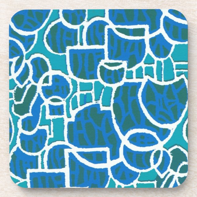 Turquoise, Green, Blue Cork-backed Coasters (Front)