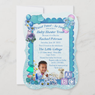 Turquoise Green Blue Photo-frame Baby Shower Thank You Card