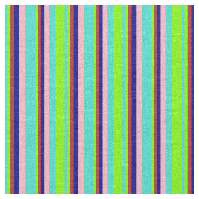 Turquoise, Green, Brown, Blue, and Light Pink Fabric (Close Up)