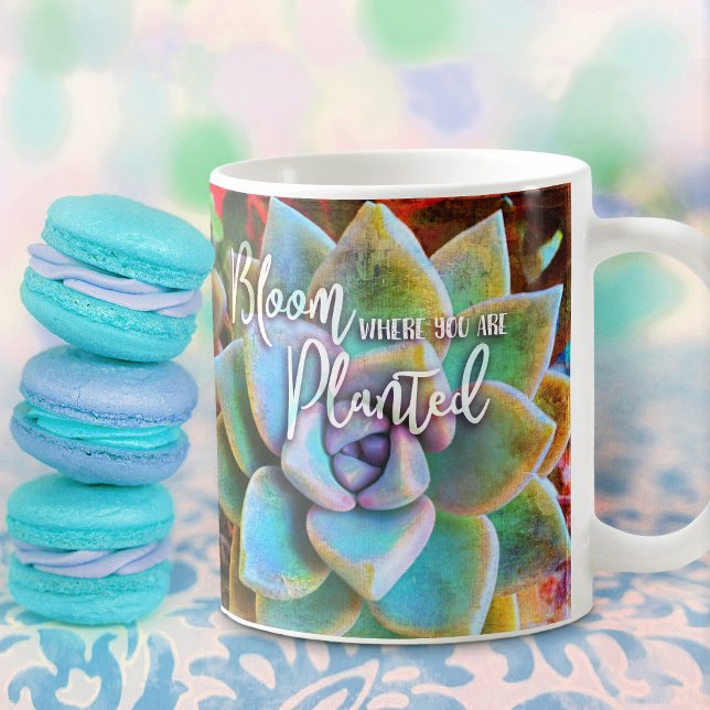 Turquoise Green Cactus Bloom Where You Are Planted Coffee Mug (Creator Uploaded)